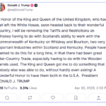 Donald Trump#s post on Truth Social regarding scotch whisky tariffs on 30 April