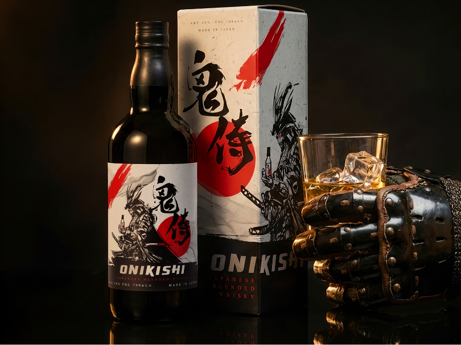 Onikishi Japanese Whiskey bottle and box