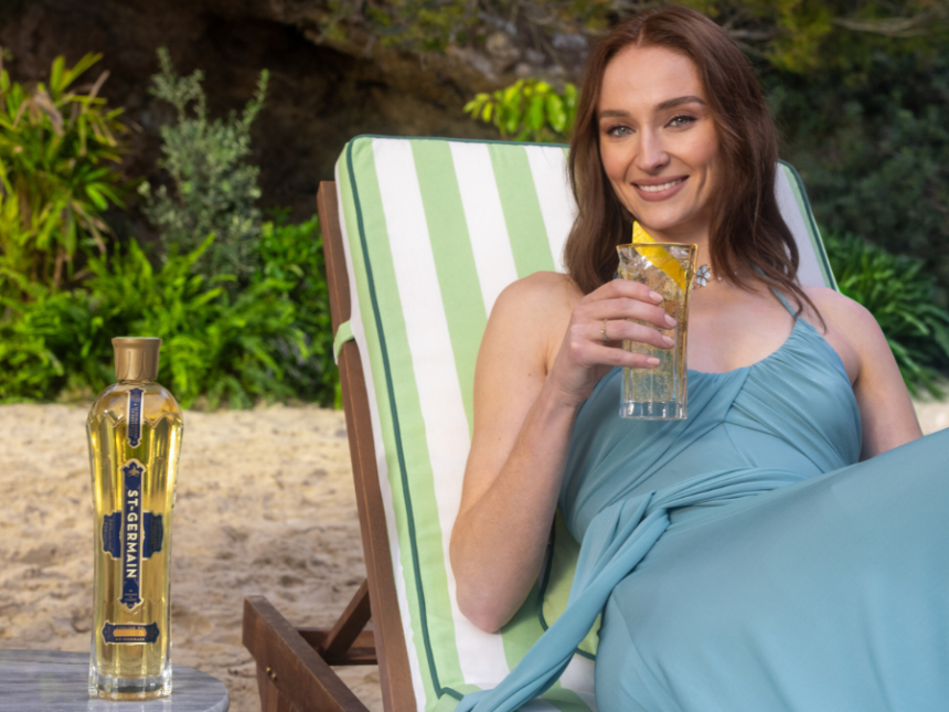 Sophie Turner with St-Germain bottle
