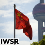 China flag with Shanghai skyline