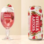 Stella Artois Strawberries & Cream can and branded glass