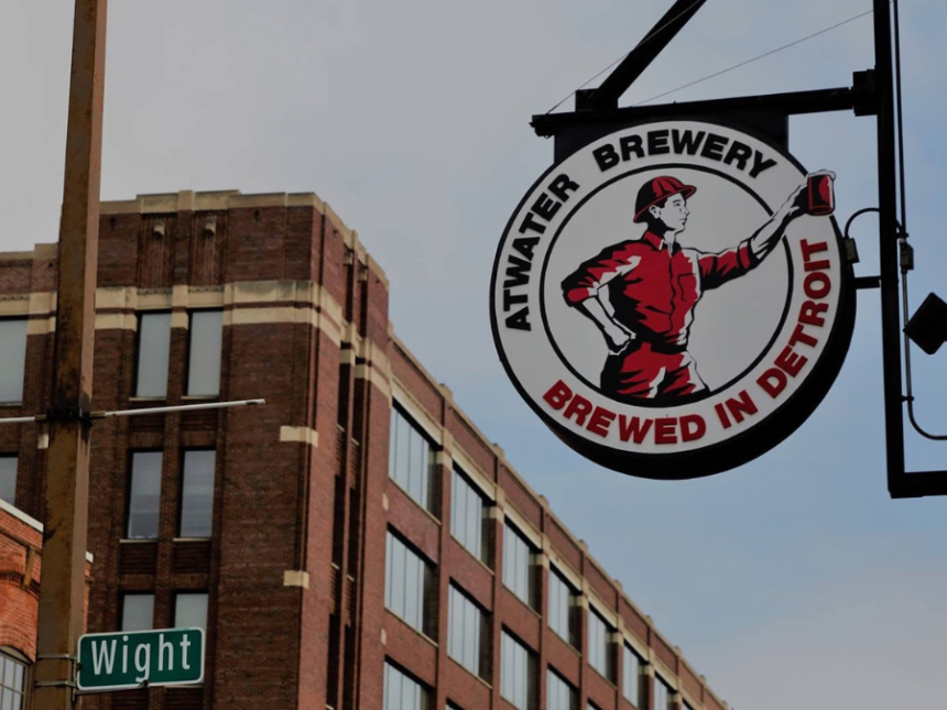 Atwater Brewery sign Detroit