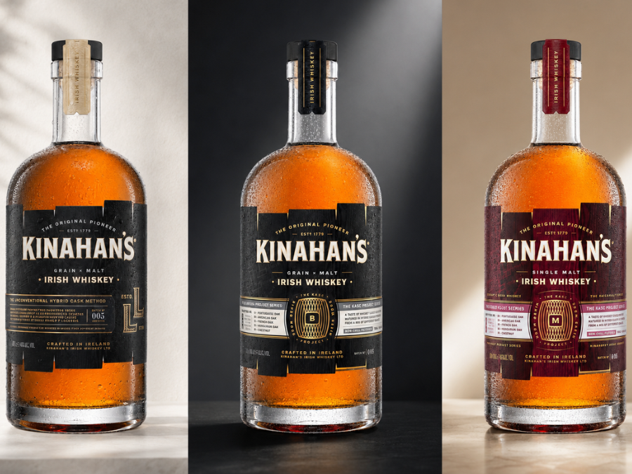 Kinahan's Irish whiskey bottles