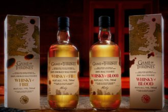 Whisky of Blood and Whisky of Fire bottles plus boxes