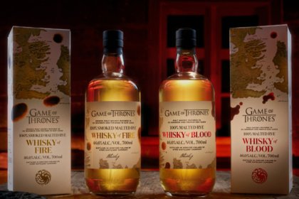 Whisky of Blood and Whisky of Fire bottles plus boxes