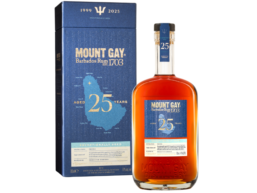 Mount Gay Exceptionally Aged 25 bottle and box