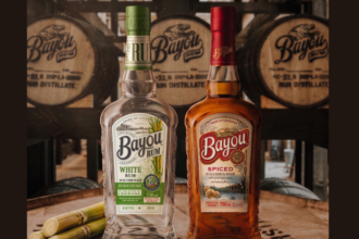 Bayou White and Spiced rum bottles