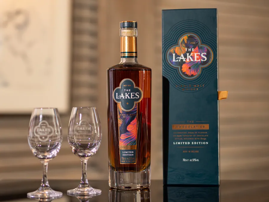 The Lakes Chocolatier bottle and box