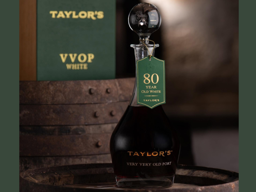 Taylor's Very, Very Old White Port bottle and box