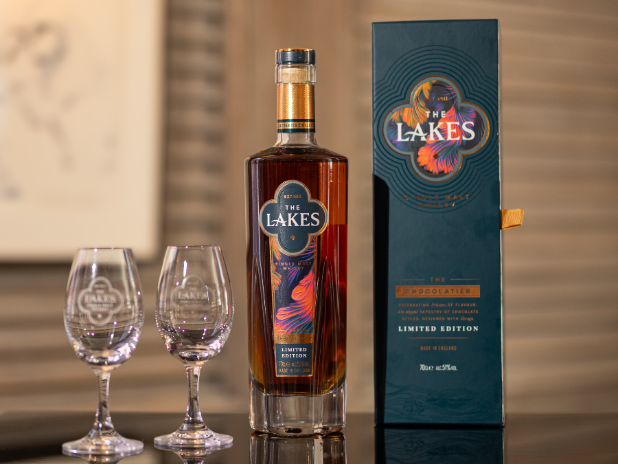 The Lakes Chocolatier bottle and box