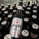 Asahi Super Dry bottles on bottling line