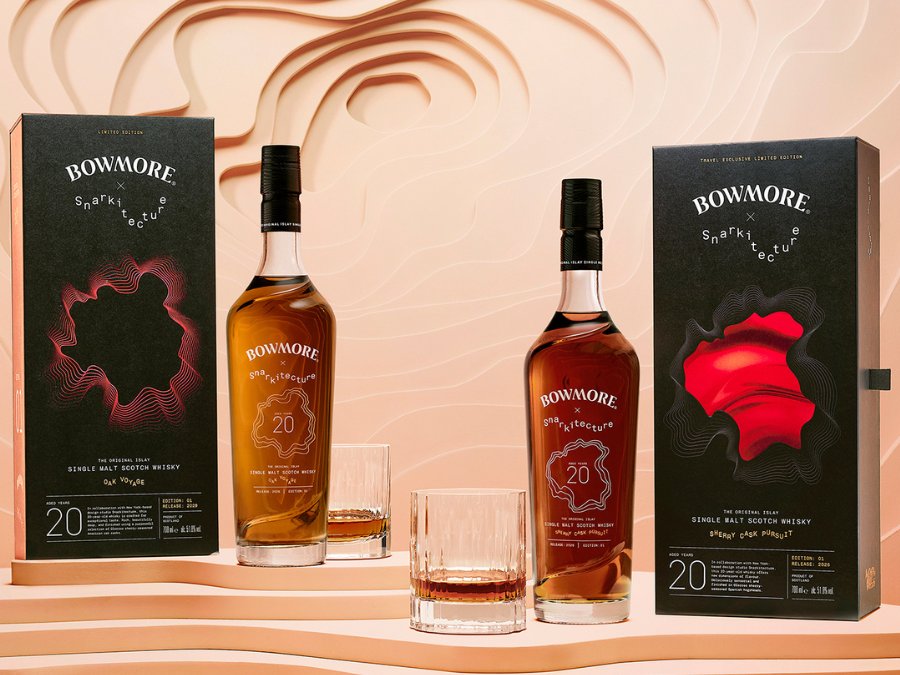 Bowmore Captivo Collection two bottles and boxes