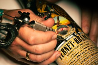 Fernet-Branca bottle tattoo artist