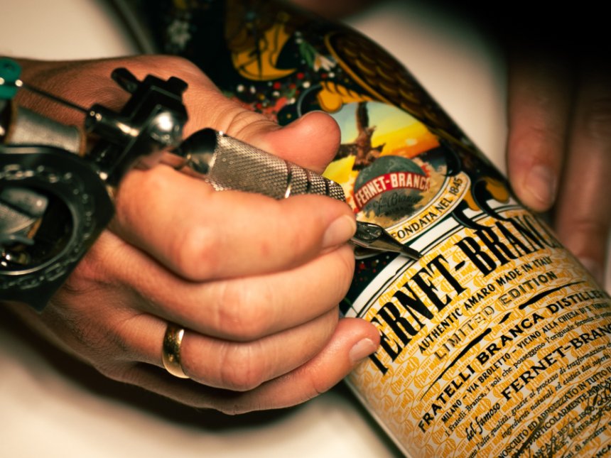 Fernet-Branca bottle tattoo artist