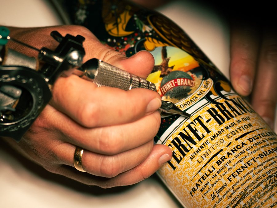 Fernet-Branca bottle tattoo artist