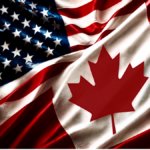 AI-generated composite of Canada and US flags
