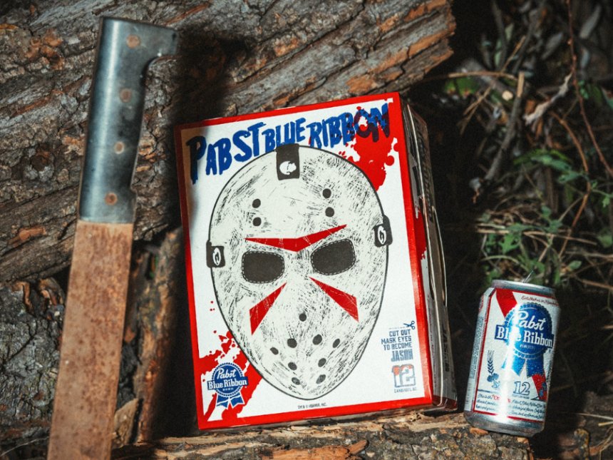 Pabst Blue Ribbon hockey mask pack