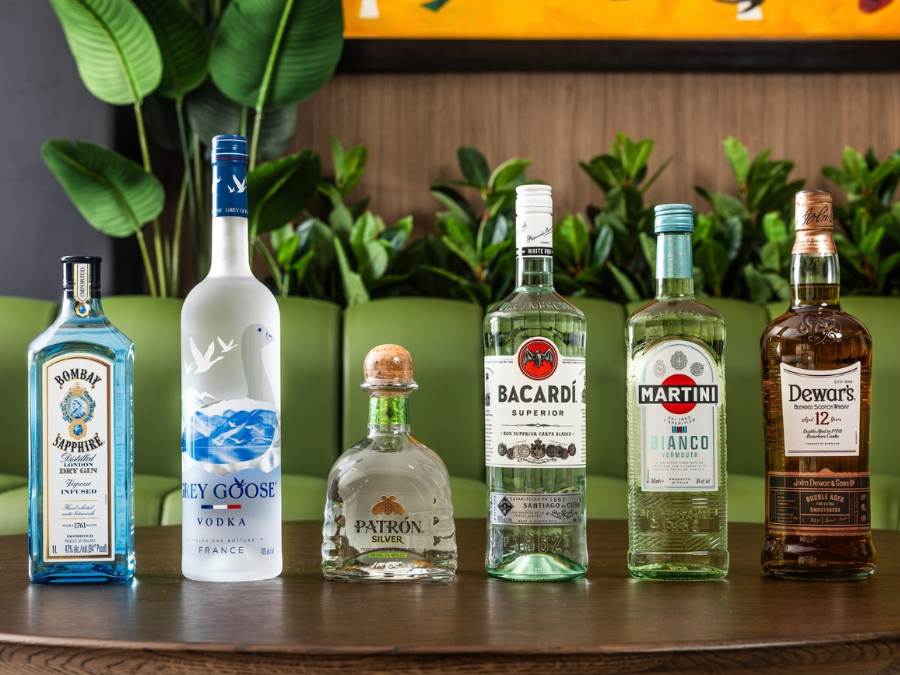 Bacardi brands, six bottles of different brands