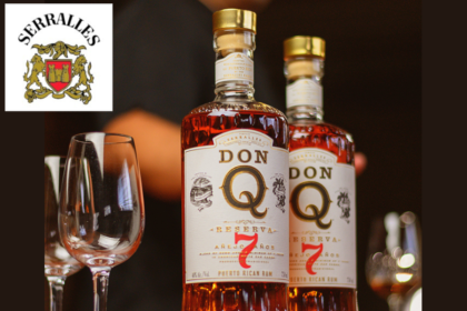 Don Q 7 rum bottle with Destilería Serrallés logo