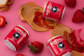 Skrewball Peanut Butter & Strawberry Jelly Flavored Whiskey cans