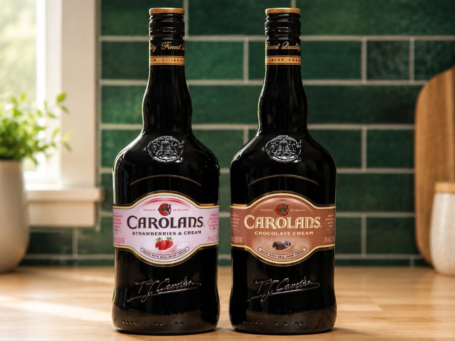 Carolans Strawberries & Cream and Carolans Chocolate Cream bottles