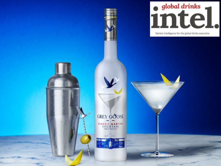 Grey Goose Classic Martini Cocktail bottle with martini serve