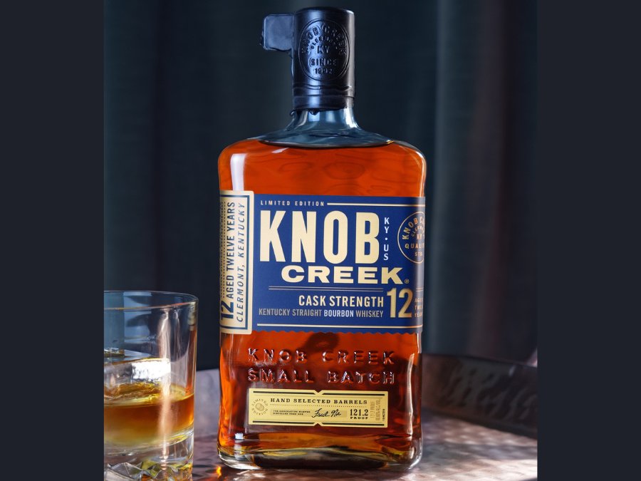 Knob Creek 12 Year Old Cask Strength bottle with serve