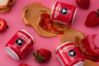 Skrewball Peanut Butter & Strawberry Jelly Flavored Whiskey cans