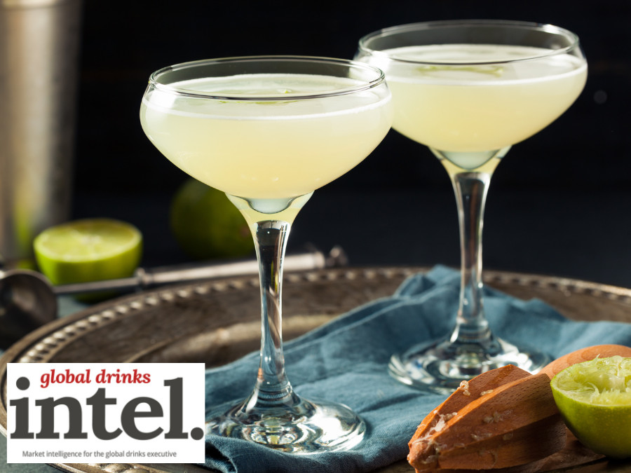 Two cocktails on a tray
