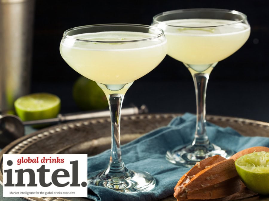 Two cocktails on a tray
