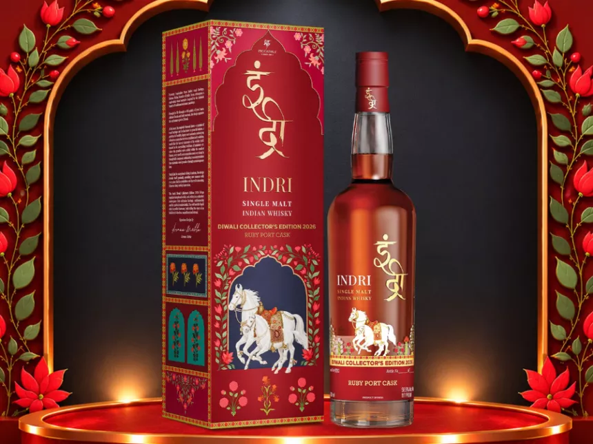 Indri Diwali Collector's Edition 2026 Ruby Port Cask bottle and box