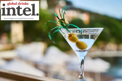 Vodka-based serve in a cocktail glass