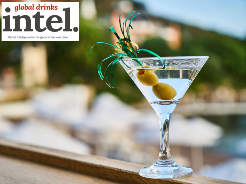 Vodka-based serve in a cocktail glass