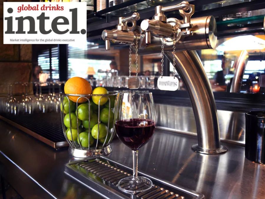 WIne on tap on a bar